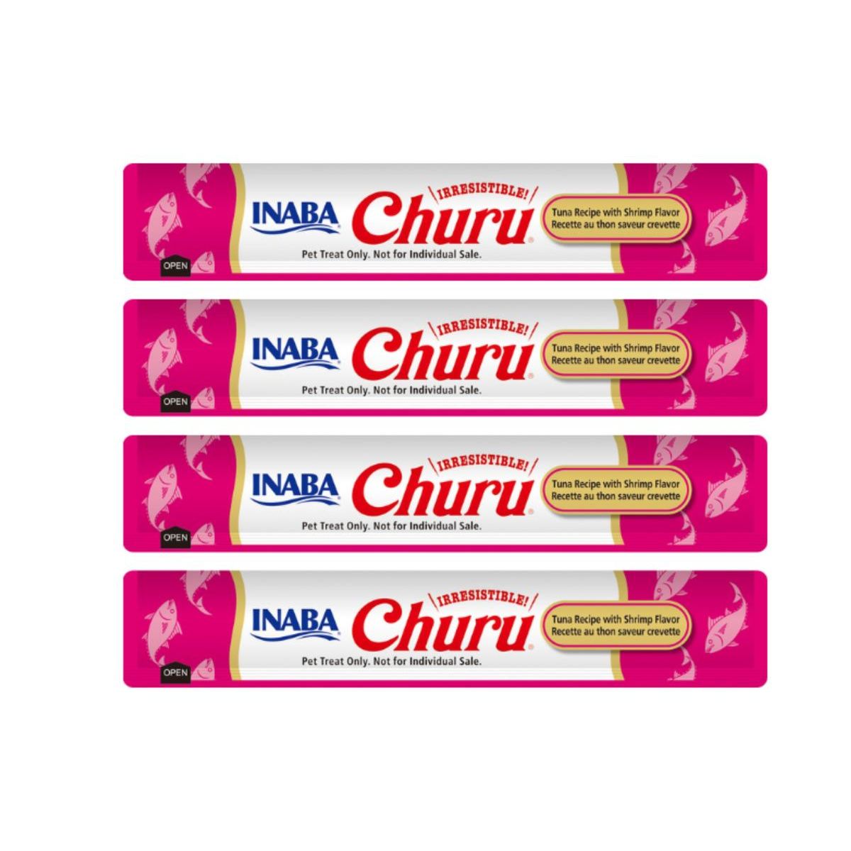 INABA - Churu Cat Atún y Camarón 14g x4 - Pack 6 Unidades