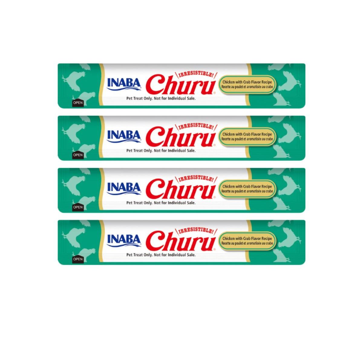INABA - Churu Cat Pollo y Cangrejo 14g x4 - Pack 6 Unidades