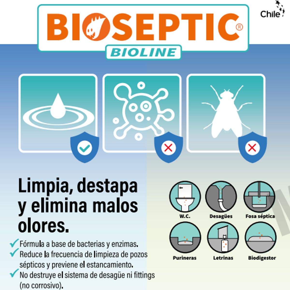 GENERICO - limpiador de fosas sépticas y letrinas Bioseptic 100 gr