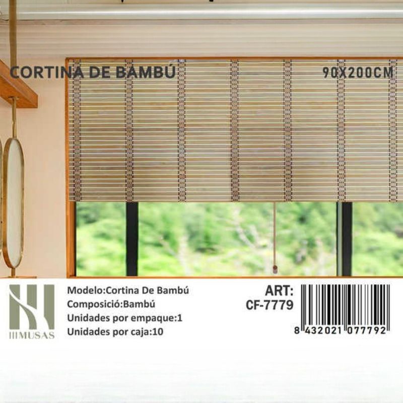 ANGELES DEL HOGAR - CORTINA PERSIANA ROLLER DE BAMBÚ 90X200CM