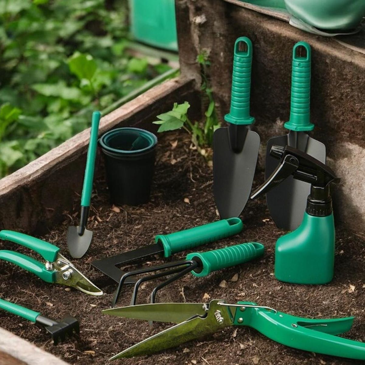 GENERICO - Set de Herramientas de Jardinería 10 Piezas con Maleta