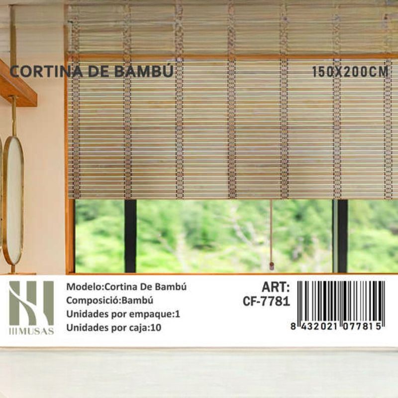 ANGELES DEL HOGAR - CORTINA PERSIANA ROLLER DE BAMBÚ 150X200 CM