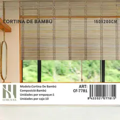 ANGELES DEL HOGAR - CORTINA PERSIANA ROLLER DE BAMBÚ 150X200 CM