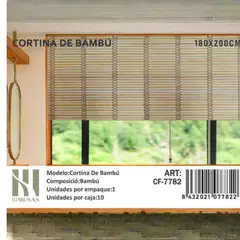 ANGELES DEL HOGAR - CORTINA PERSIANA ROLLER DE BAMBÚ 180X200 CM