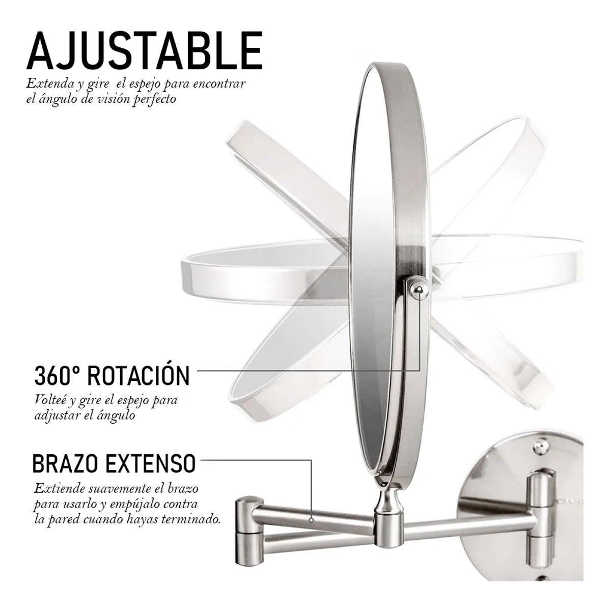 GENERICO - Espejo Cosmético Articulado Retráctil