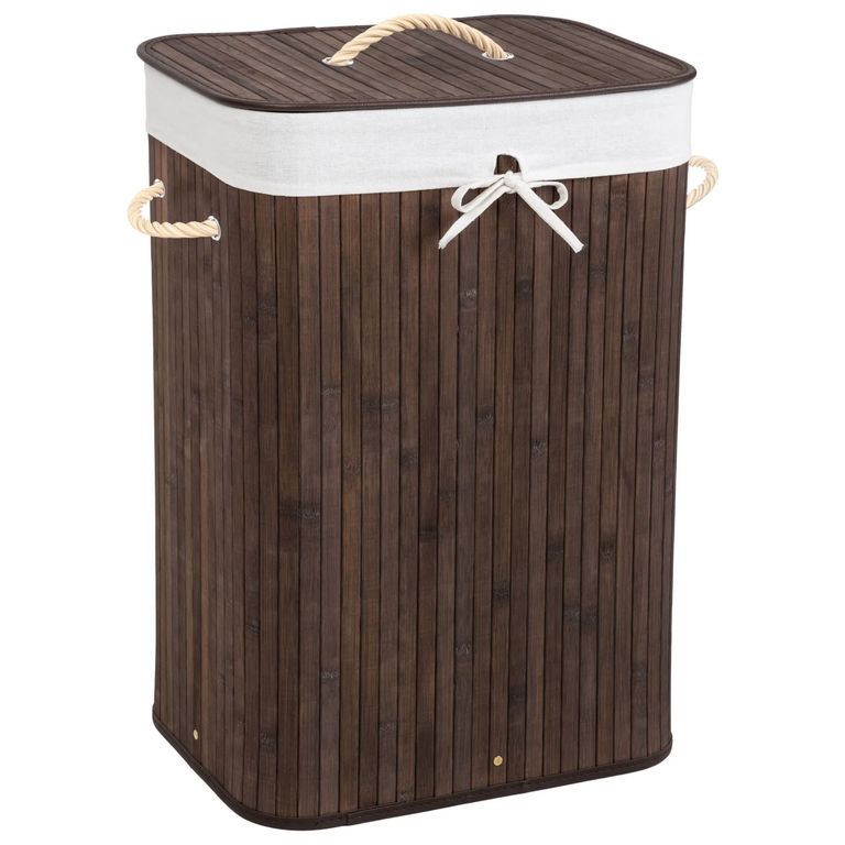 Canasto Para Ropa Rectangular Bambú 30x60x40cm Oscuro | Sodimac Chile