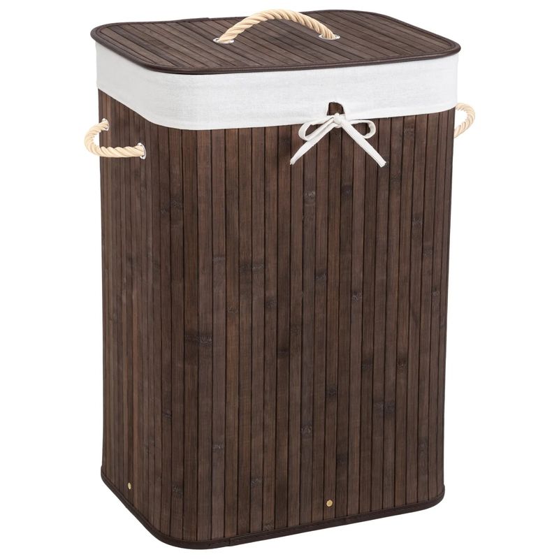 GENERICO - Canasto Para Ropa Rectangular Bambú 30x60x40cm Oscuro