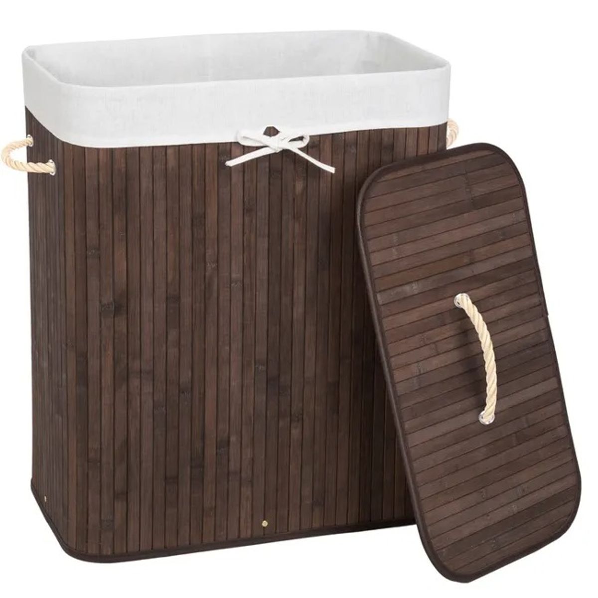 GENERICO - Canasto Para Ropa Rectangular Bambú 30x60x40cm Oscuro