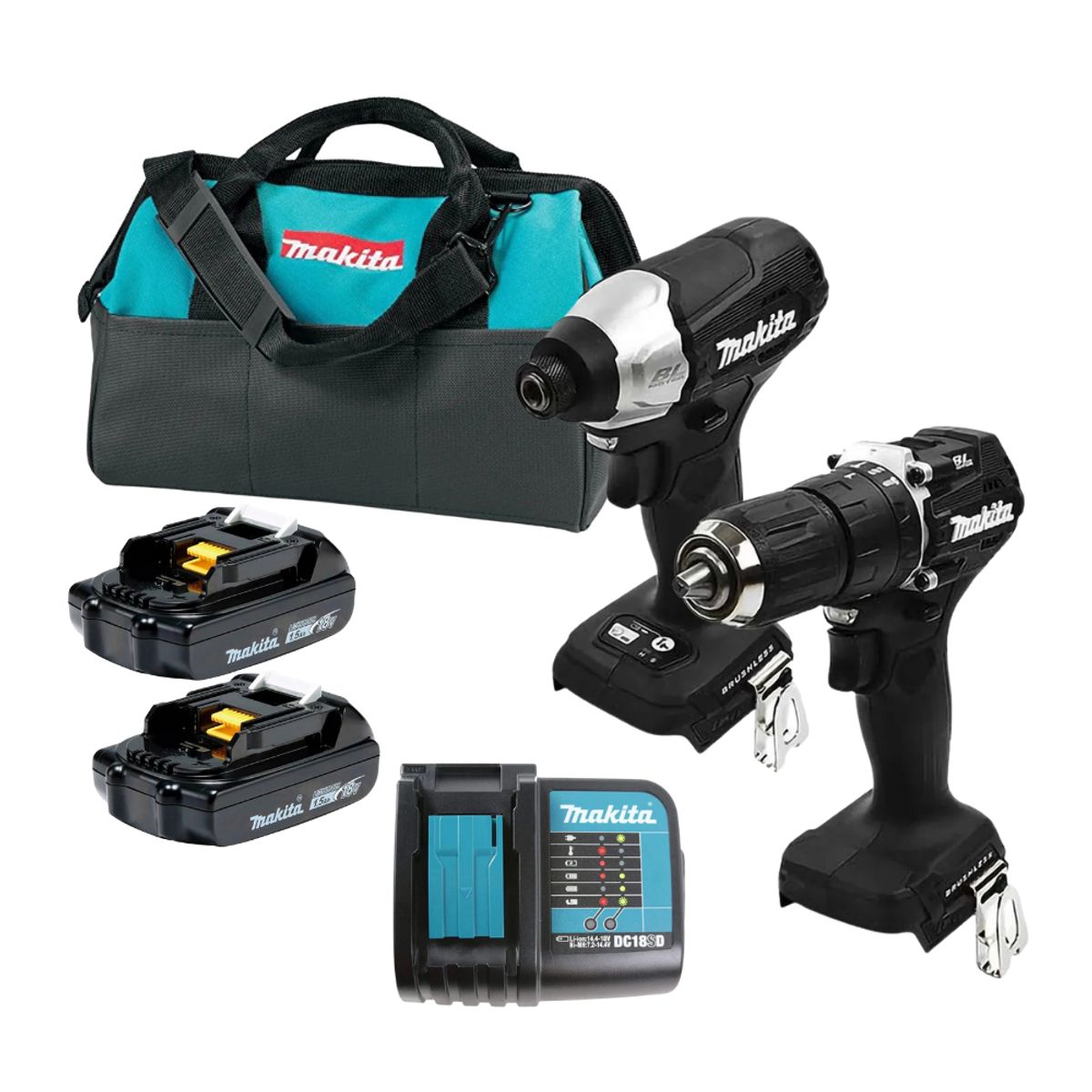 MAKITA - Kit Inalámbrico 18V Taladro + Atornillador Makita DLX2414X7B