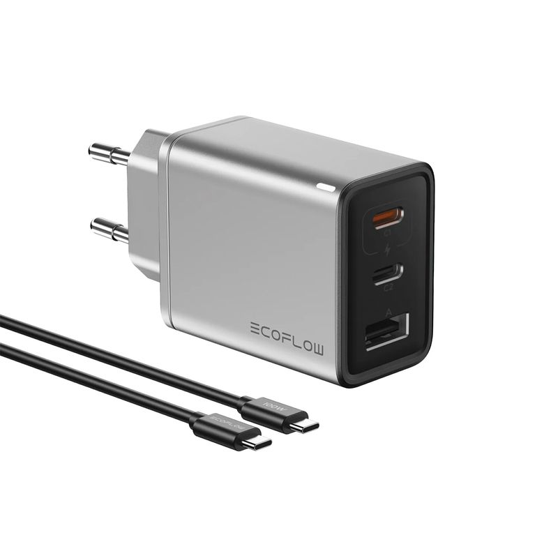 ECOFLOW - EcoFlow Cargador GaN Rapid de 65W con Cable de 100W