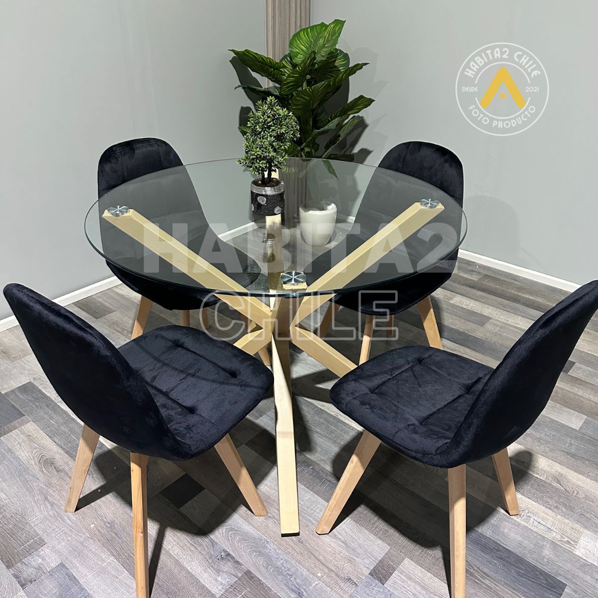 GENERICO - Comedor Nordic Capitone 100cm -Negro 4 puestos…