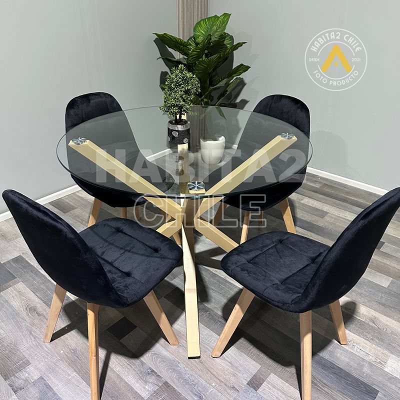 GENERICO - Comedor Nordic Capitone 100cm -Negro 4 puestos