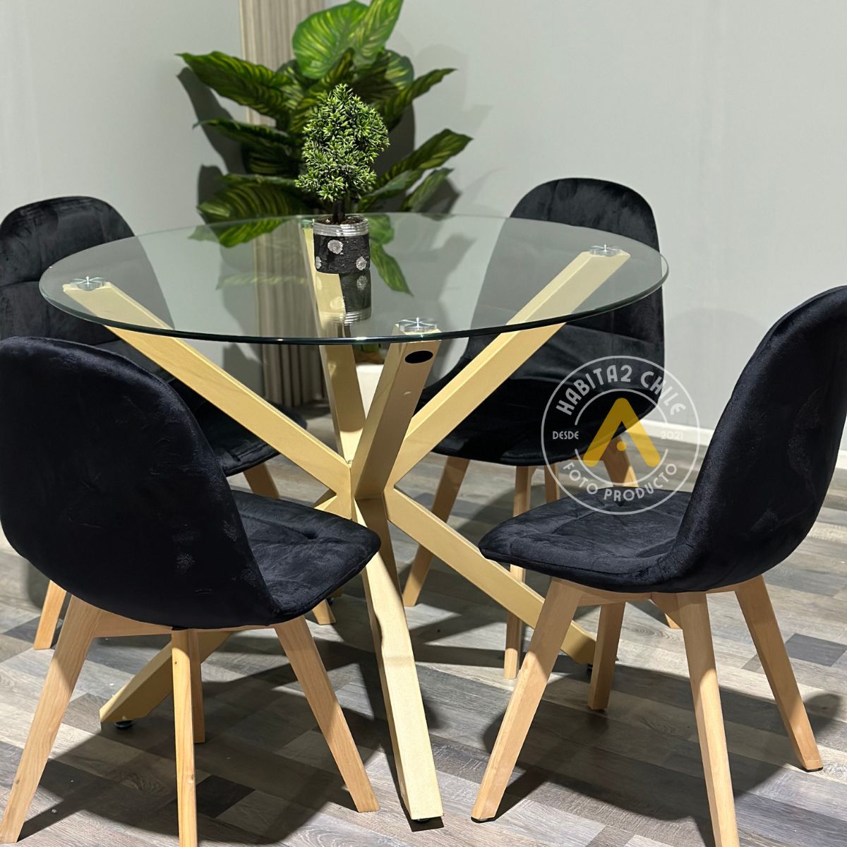 GENERICO - Comedor Nordic Capitone 100cm -Negro 4 puestos…