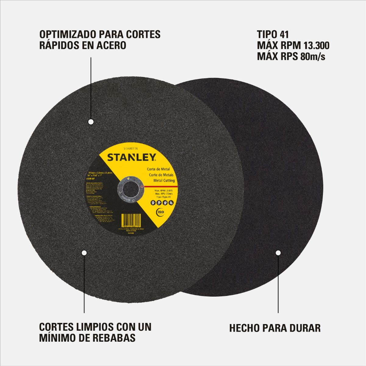STANLEY - Caja 10Und. Disco Corte Metal 14 Eje 1 Stanley Sta8011R-LA
