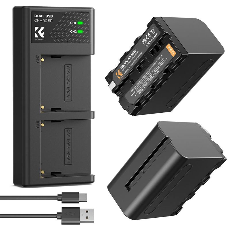 GENERICO - KIT CARGADOR DUAL + 2 BATERÍAS NP-F970 KF CONCEPT