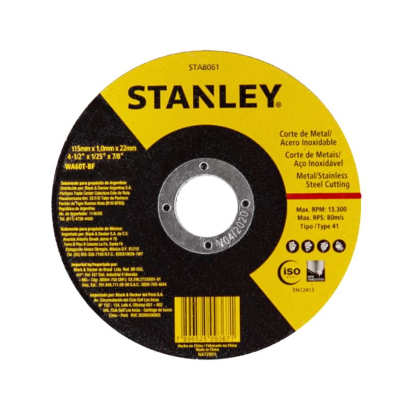 STANLEY - Caja 25und Disco Corte 4 1/2 X 1.0mm Stanley STA8061