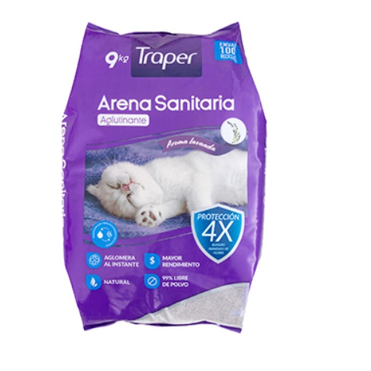 TRAPER - Arena Sanitaria Aglutinante Aroma Lavanda 9 Kg