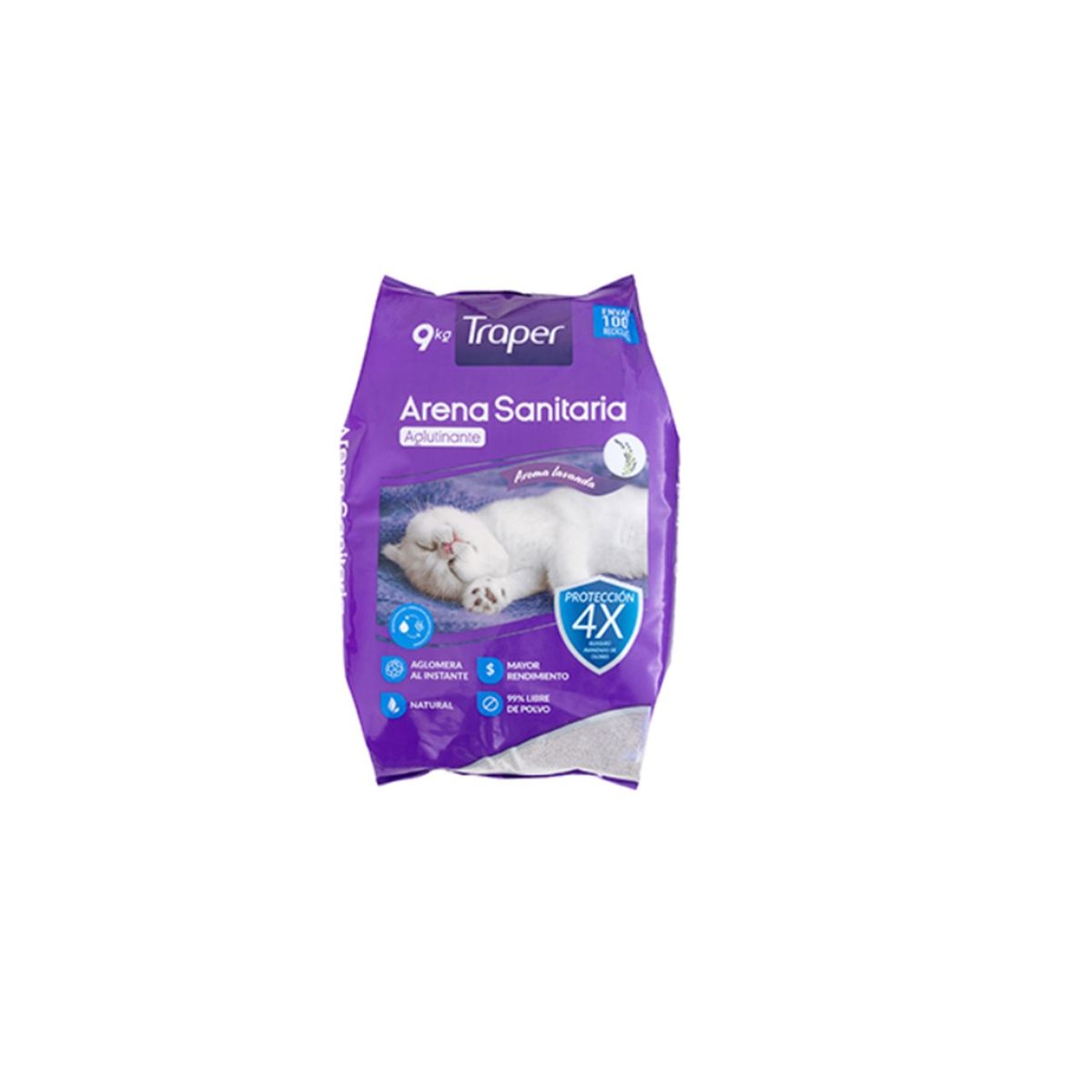 TRAPER - Arena Sanitaria Aglutinante Aroma Lavanda 9 Kg