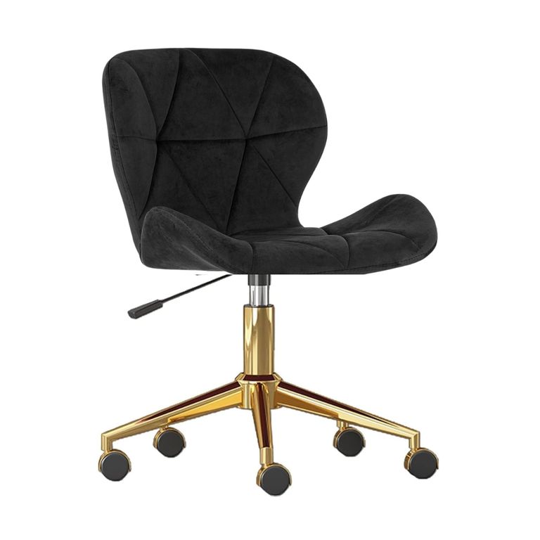 Silla Oficina Escritorio Rubik - Giratoria- Ergonomica - Felpa Negra Negro