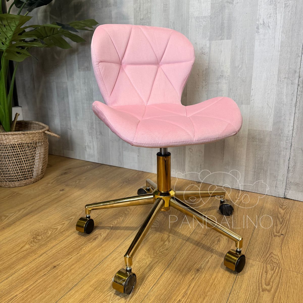 PANDALINO - Silla Oficina Escritorio Rubik - Giratoria- Ergonómica - Felpa Rosado