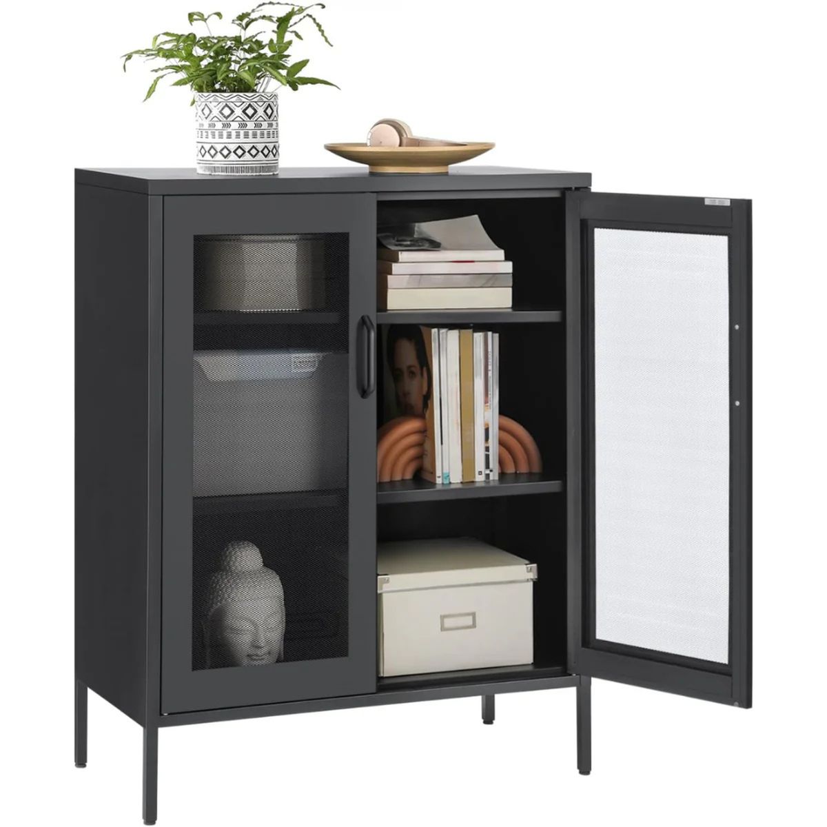 PANDALINO - Mueble Buffet Multifuncional Zoe - Negro Metálico