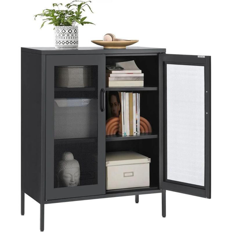 PANDALINO - Mueble Buffet Multifuncional Zoe - Negro Metálico