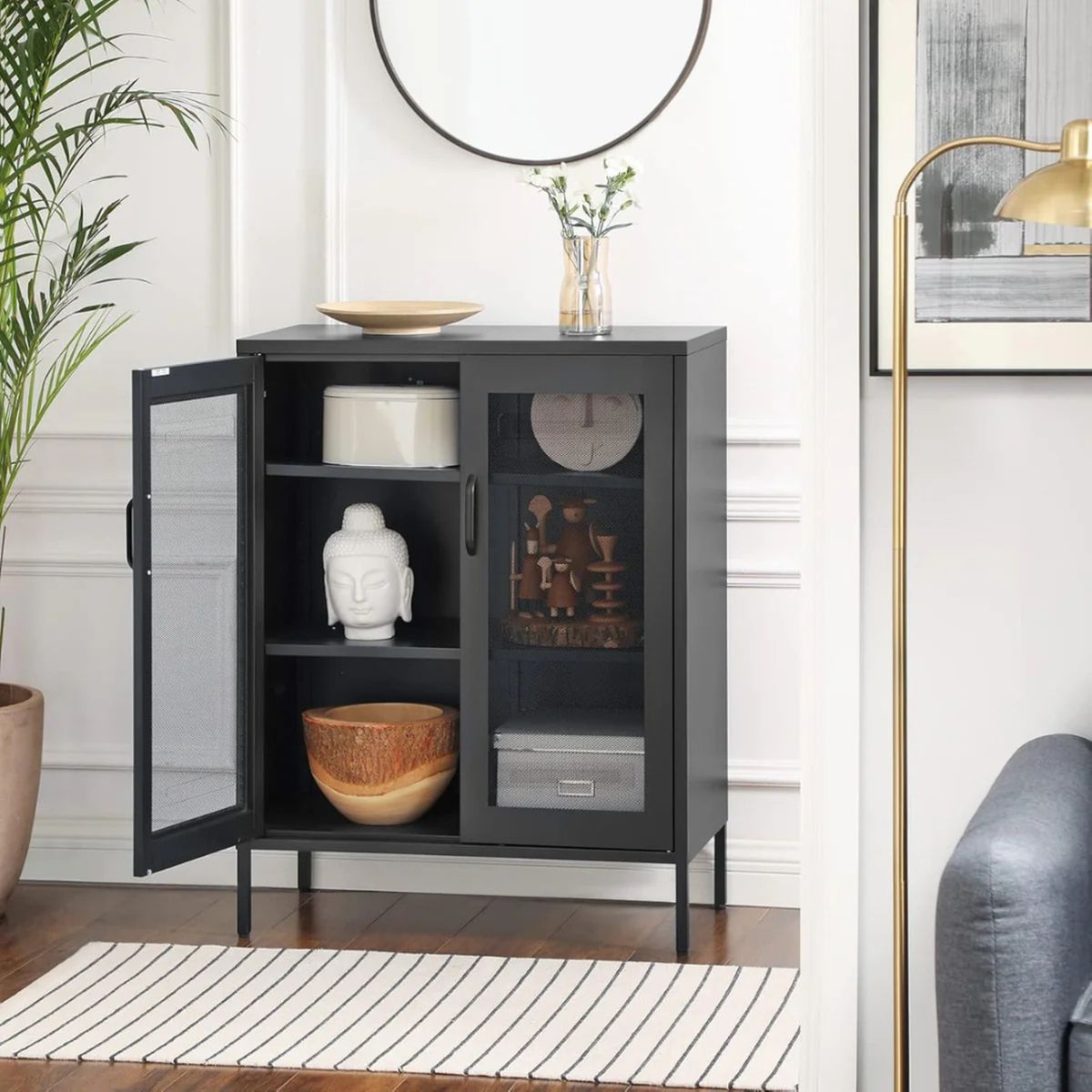 PANDALINO - Mueble Buffet Multifuncional Zoe - Negro Metálico