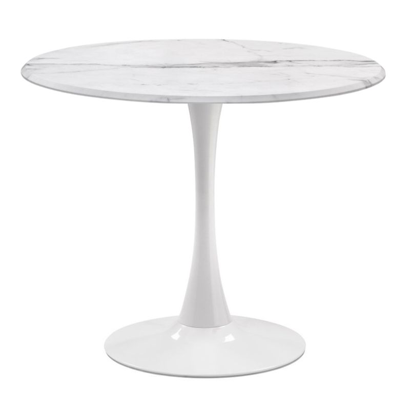 PANDALINO - Mesa Redonda Tulip - Vinilo Cuarzo Blanco - 100 cm