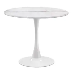 PANDALINO - Mesa Redonda Tulip - Vinilo Cuarzo Blanco - Blanco - 100 cm