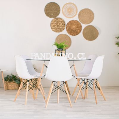 Imagen 2 del producto Comedor Mesa Redonda Elida 120cm + 6 Sillas Eames Blanca