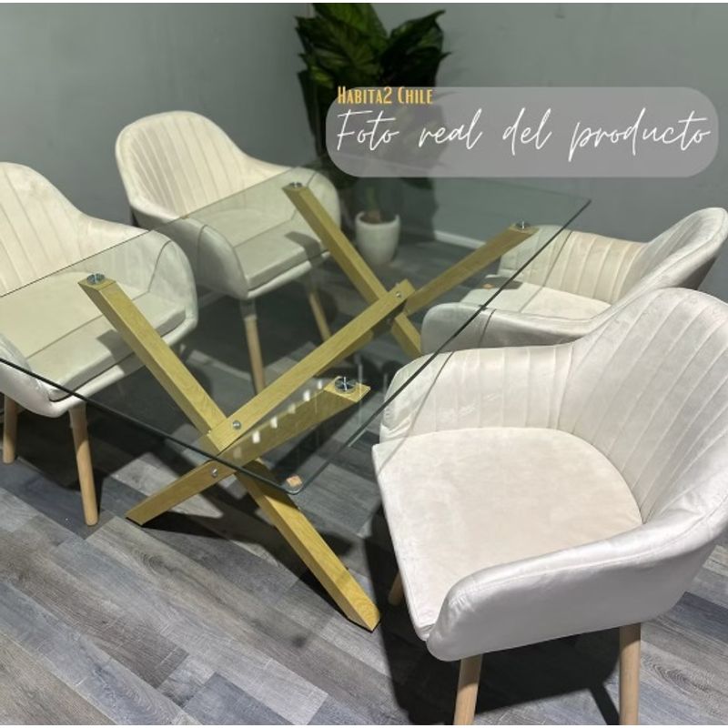HABITA2 CHILE - Comedor Loa 120 cm - 4 puesto Beige