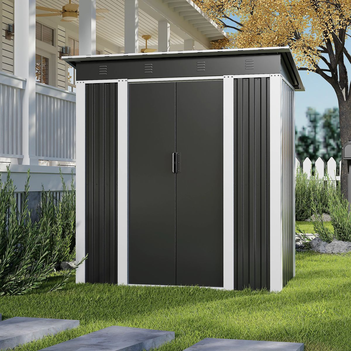 GENERICO - Bodega exterior techo simple 180x120 2.16 M2 - Linea Black SS-02