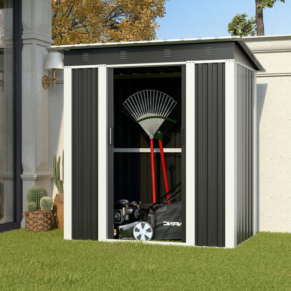 GENERICO - Bodega exterior techo simple 180x120 2.16 M2 - Linea Black SS-02