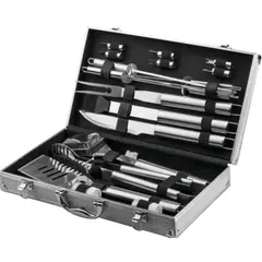 GENERICO - Set Parrillero Asado Barbacoa 18 Pcs En Maleta Kit Parrilla