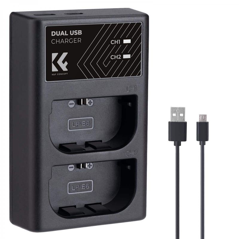 GENERICO - CARGADOR DUAL KF CONCEPT LC-E6 CANON PARA BATERÍA LP-E6