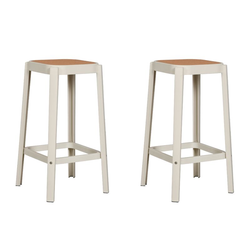 PLOS - Silla Piso Bar Taburete Pack x2 Altura 65 Cm Aliano Plos Blanco