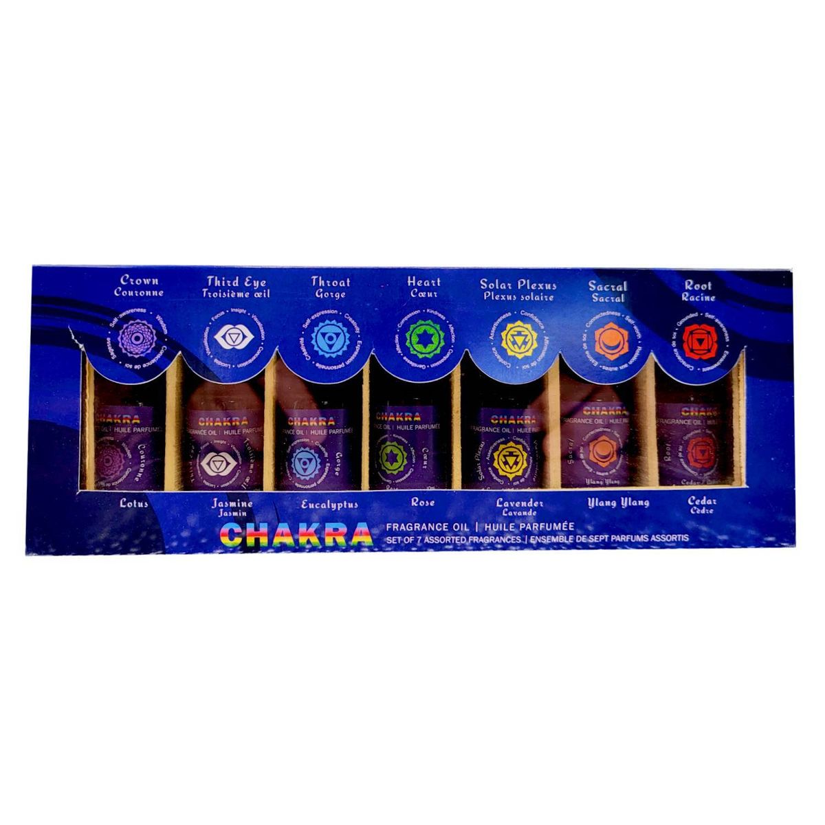 GENERICO - Set de Aceites 7 Chakras Caja de Madera