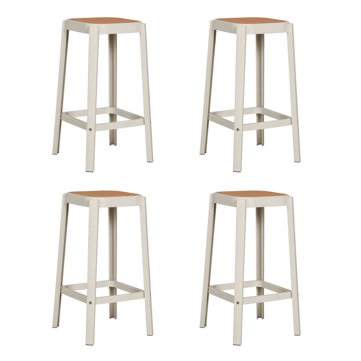 PLOS - Silla Piso Bar Taburete Pack X4 Altura 65 Cm Aliano Plos Blanco