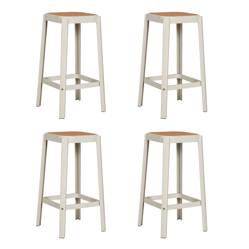 PLOS - Silla Piso Bar Taburete Pack X4 Altura 65 Cm Aliano Plos Blanco