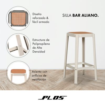 Imagen 2 del producto Silla Piso Bar Taburete Pack X4 Altura 65 Cm Aliano Blanco
