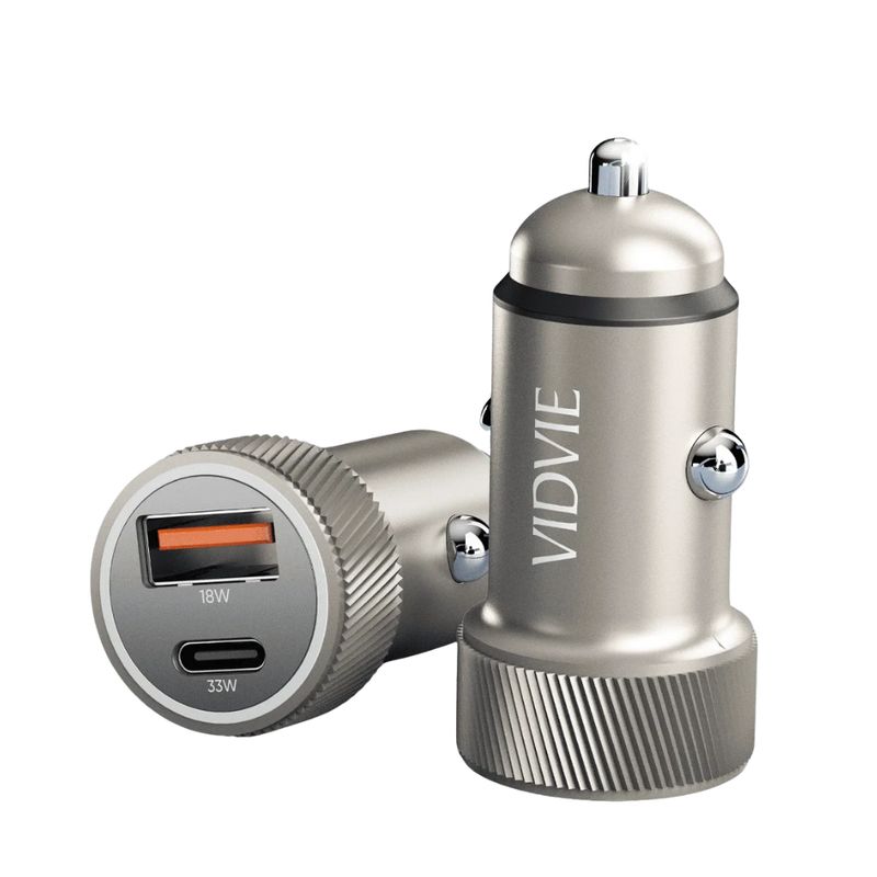 GENERICO - Cargador para auto TYPE C y USB VIDVIE Carga Ultra Rápida 33W y 18W
