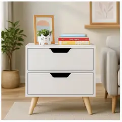HOMER DESIGN - Velador 2 Niveles Con Cajones Bicolor 50x40x45cm