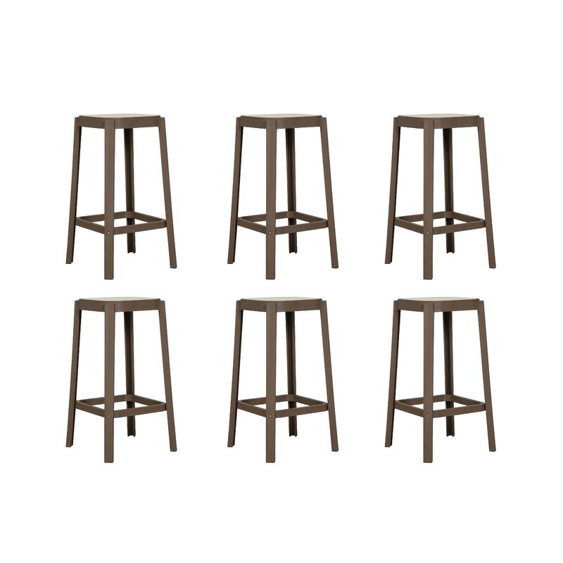 PLOS - Silla Piso Bar Taburete Pack X6 Altura 65 Cm Aliano Plos Gris Taupé