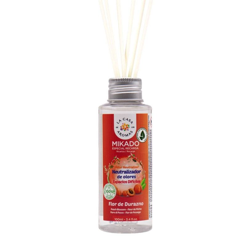 LA CASA DE LOS AROMAS - Ambientador Mikado Neutraliza Olor Espacios 100ml Flor de Durazno