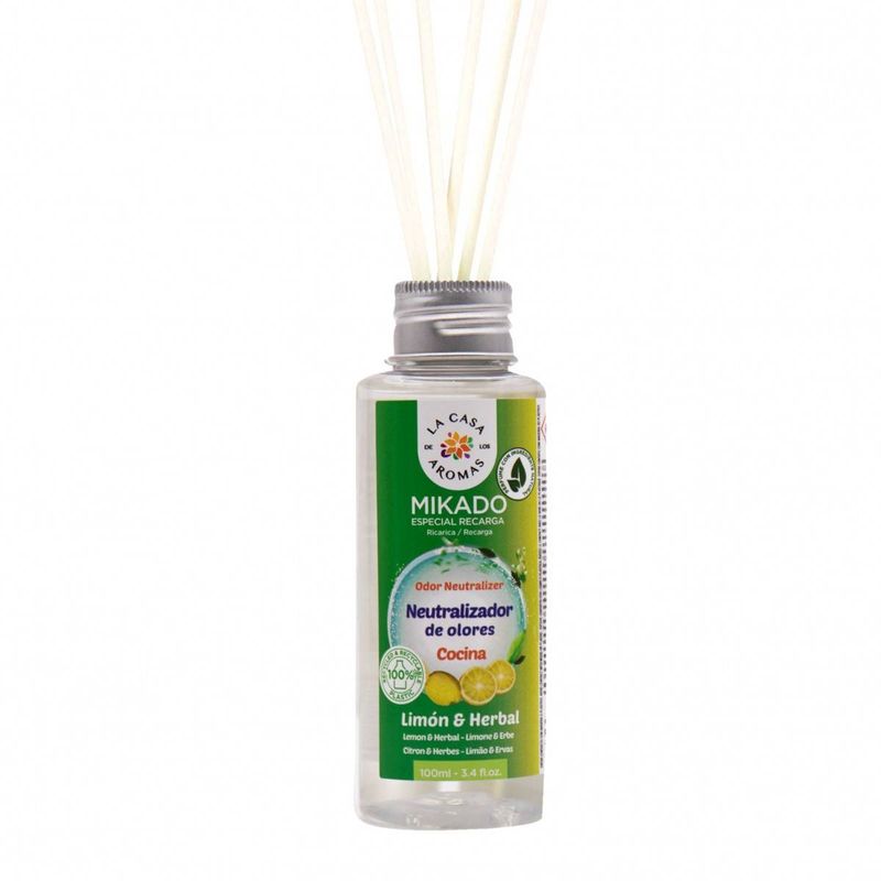 LA CASA DE LOS AROMAS - Ambientador Mikado Neutraliza Olor Cocina 100ml Limon & Herbal