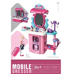 GENERICO - Set 3 en 1 Maleta de viaje Tipo tocador de maquillaje de juego Niñas- Niños
