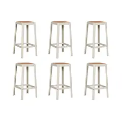 PLOS - Silla Piso Bar Taburete Pack X6 Altura 65 Cm Aliano Blanco