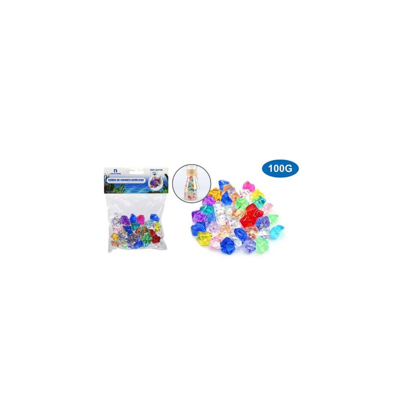 GENERICO - GEMAS DE COLORES ACRÍLICAS DECORATIVAS 100G