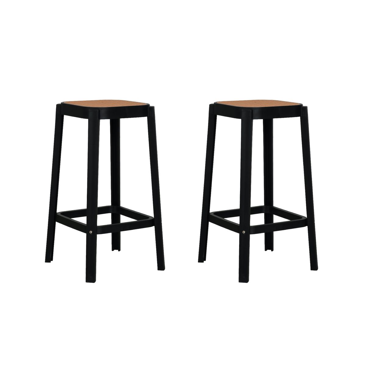PLOS - Silla Piso Bar Taburete Pack x2 Altura 65 Cm Aliano Plos Negro