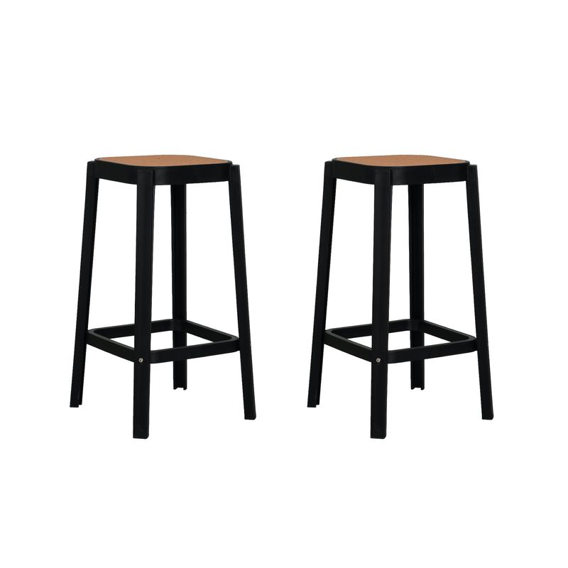 PLOS - Silla Piso Bar Taburete Pack x2 Altura 65 Cm Aliano Plos Negro